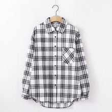 Load image into Gallery viewer, Fashion Women Plaid Shirt Chic Checked Blouse Long Sleeve Female Casual Print Shirts Loose Cotton Tops Blusas
