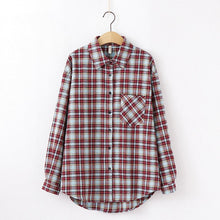 Load image into Gallery viewer, Fashion Women Plaid Shirt Chic Checked Blouse Long Sleeve Female Casual Print Shirts Loose Cotton Tops Blusas
