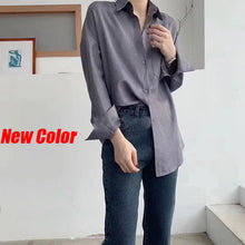 Load image into Gallery viewer, Lizkova White Blouse Women Suede Long Sleeve Formal Shirt 2020 Spring Lapel Ladies Blouse Streetwear 8866
