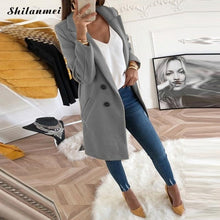 Load image into Gallery viewer, 2020Nouvelles Femmes À Manches Longues Col Rabattu Outwear Laine Veste Mélange Manteau Casual Automne Hiver Élégant Manteau
