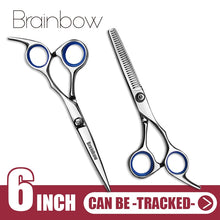 Load image into Gallery viewer, Brainbow 6 inch Cutting Thinning  Styling Tool Hair Scissors Stainless Steel Salon Hairdressing Shears Regular Flat Teeth Blades
