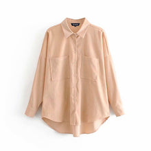 Load image into Gallery viewer, Tangada women preppy oversize corduroy shirt blusas mujer de moda boyfriend style shirt womens
