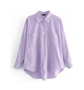 Tangada women preppy oversize corduroy shirt blusas mujer de moda boyfriend style shirt womens