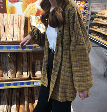 Load image into Gallery viewer, 2019 New Woman Vent Vintage Plaid Shirt Single Breasted Turn down Collar Cotton Long Sleeve Button Feminina Sales T8D512Z
