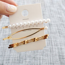 Load image into Gallery viewer, 3Pcs/Set Metal Pearls Hair Clips For Women Hairbands Comb Bobby Pin Barrettes Hairpins Headwear Hair Accessories Styling Tools
