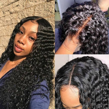 Load image into Gallery viewer, lace front human hair wigs for Black Women deep wave curly hd frontal bob wig brazilian afro short long 30 inch water wig full
