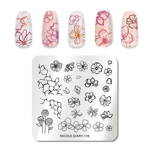 Lace Flower Animal Nail Stamping Plates Marble Image Stamp Templates Geometric  Printing Stencil Tools