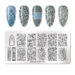 Lace Flower Animal Nail Stamping Plates Marble Image Stamp Templates Geometric  Printing Stencil Tools