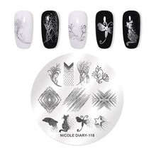 Load image into Gallery viewer, Lace Flower Animal Nail Stamping Plates Marble Image Stamp Templates Geometric  Printing Stencil Tools
