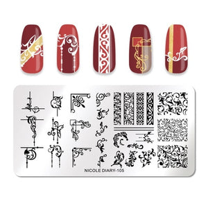 Lace Flower Animal Nail Stamping Plates Marble Image Stamp Templates Geometric  Printing Stencil Tools