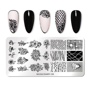 Lace Flower Animal Nail Stamping Plates Marble Image Stamp Templates Geometric  Printing Stencil Tools