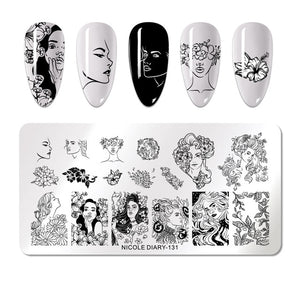 Lace Flower Animal Nail Stamping Plates Marble Image Stamp Templates Geometric  Printing Stencil Tools