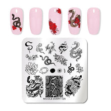 Load image into Gallery viewer, Lace Flower Animal Nail Stamping Plates Marble Image Stamp Templates Geometric  Printing Stencil Tools
