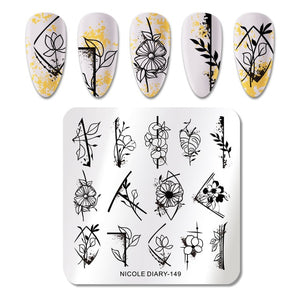 Lace Flower Animal Nail Stamping Plates Marble Image Stamp Templates Geometric  Printing Stencil Tools