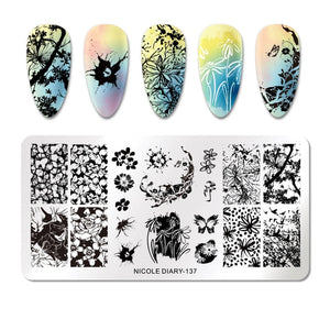 Lace Flower Animal Nail Stamping Plates Marble Image Stamp Templates Geometric  Printing Stencil Tools