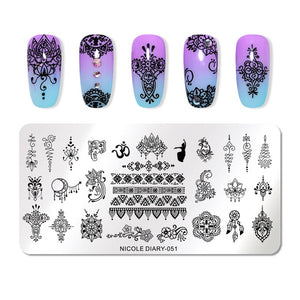 Lace Flower Animal Nail Stamping Plates Marble Image Stamp Templates Geometric  Printing Stencil Tools