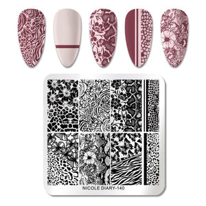 Lace Flower Animal Nail Stamping Plates Marble Image Stamp Templates Geometric  Printing Stencil Tools