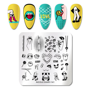 Lace Flower Animal Nail Stamping Plates Marble Image Stamp Templates Geometric  Printing Stencil Tools