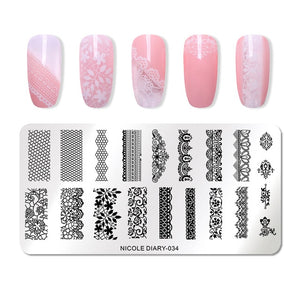 Lace Flower Animal Nail Stamping Plates Marble Image Stamp Templates Geometric  Printing Stencil Tools