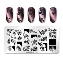 Load image into Gallery viewer, Lace Flower Animal Nail Stamping Plates Marble Image Stamp Templates Geometric  Printing Stencil Tools
