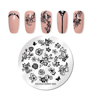 Lace Flower Animal Nail Stamping Plates Marble Image Stamp Templates Geometric  Printing Stencil Tools